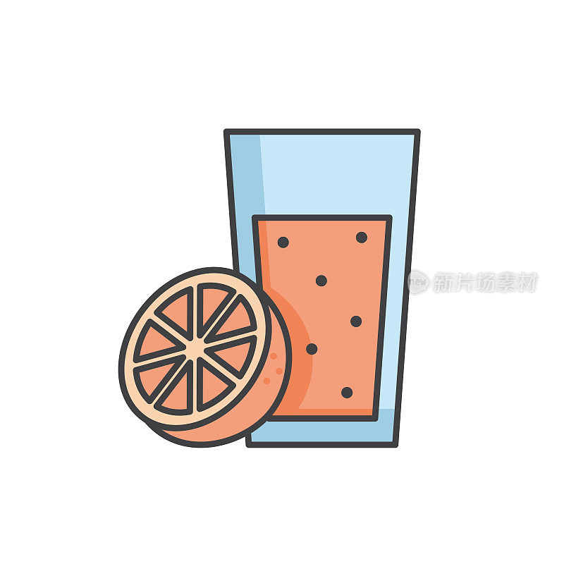 橙汁颜色线图标。可编辑的中风。