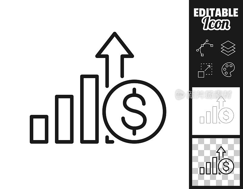 美元加息。图标设计。轻松地编辑