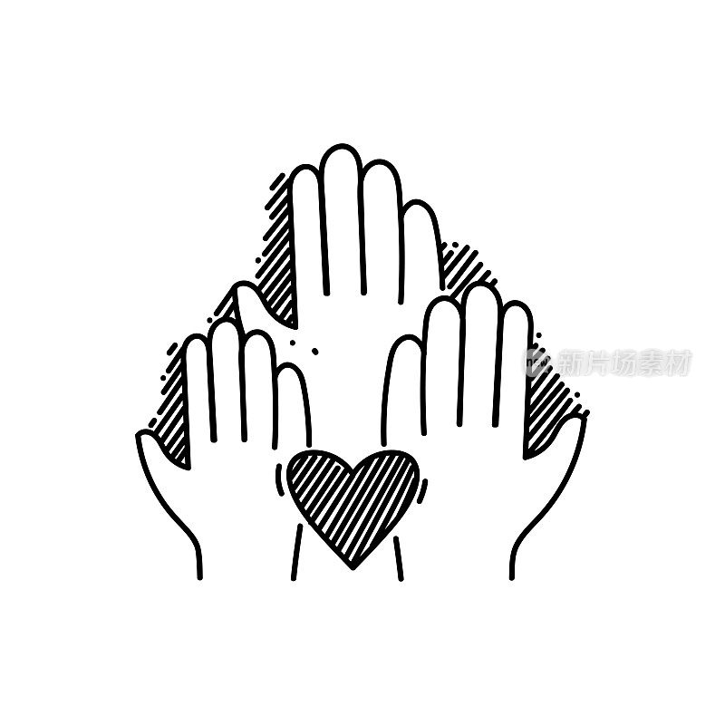 慈善和捐赠线图标,素描设计,像素完美,可编辑的笔画。