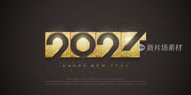 2024数字奢华设计迎接2024新年。拥有奢华的金光闪闪。为横幅，海报，日历和问候的高级设计向量。