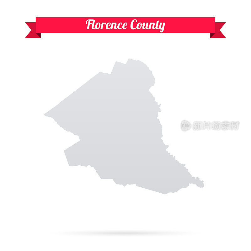 弗洛伦斯县，南卡罗来纳州。白底红旗地图