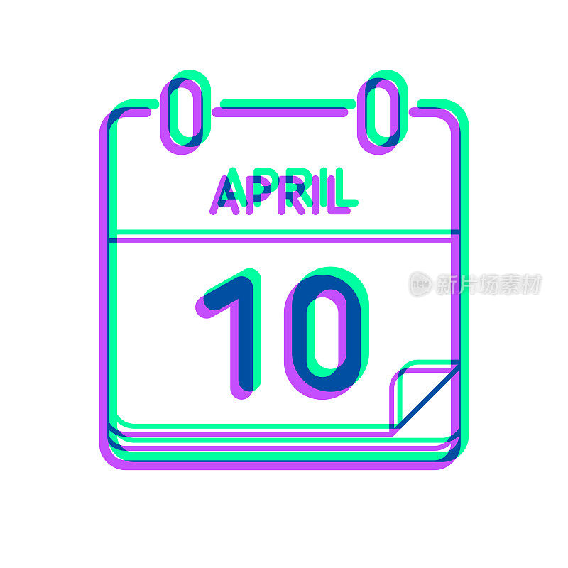 4月10日。图标与两种颜色叠加在白色背景上