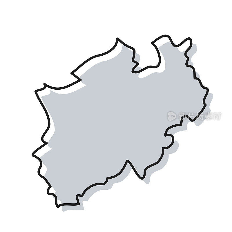 北莱茵-威斯特伐利亚地图手绘在白色背景-时尚的设计