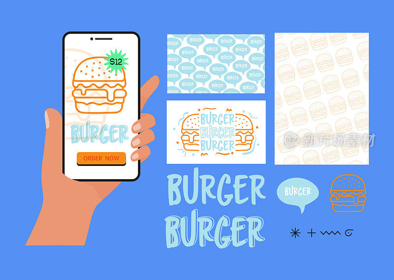 汉堡海报和卡片。现成的模板，汉堡酒吧，咖啡馆，餐厅。菜单，邀请，故事模板。很酷的矢量插图。