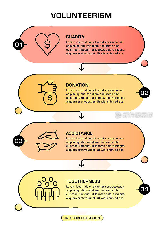 具有可编辑图标的志愿服务信息图表设计