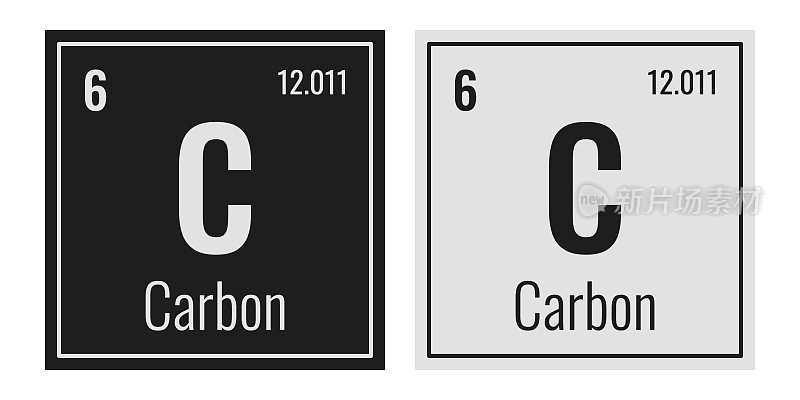 碳的象征。元素周期表中的化学元素。矢量插图隔离在白色背景上。玻璃的迹象。
