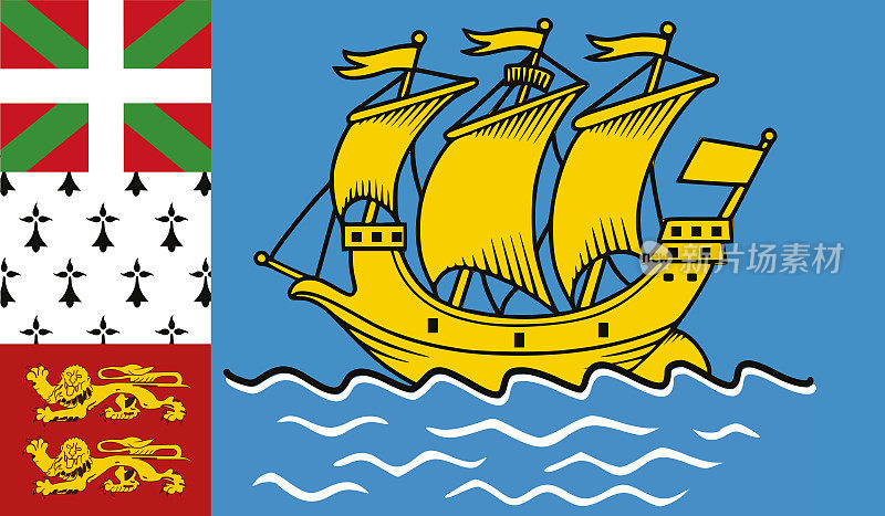 高度详细-圣皮埃尔和密克隆旗-圣皮埃尔和密克隆旗的载体圣皮埃尔和密克隆旗，EPS，载体