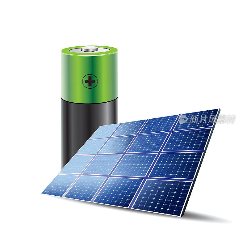 电池和太阳能电池板作为可再生能源的来源