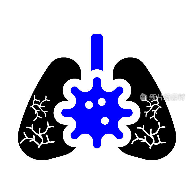 人类肺部感染病毒和细菌图标