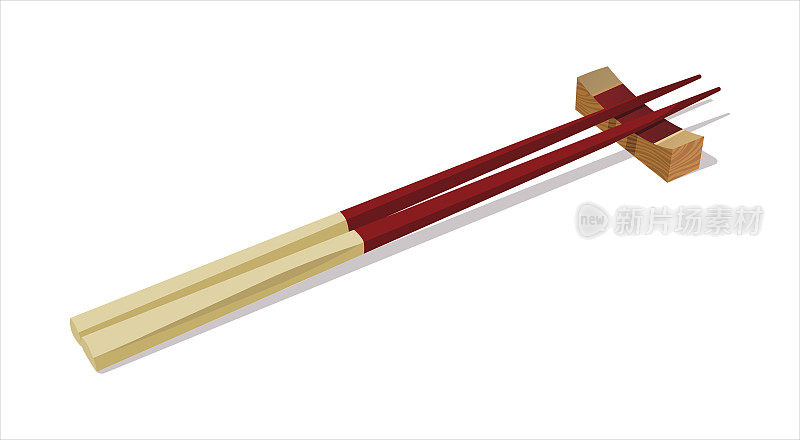 带支架的传统筷子。孤立的矢量图。