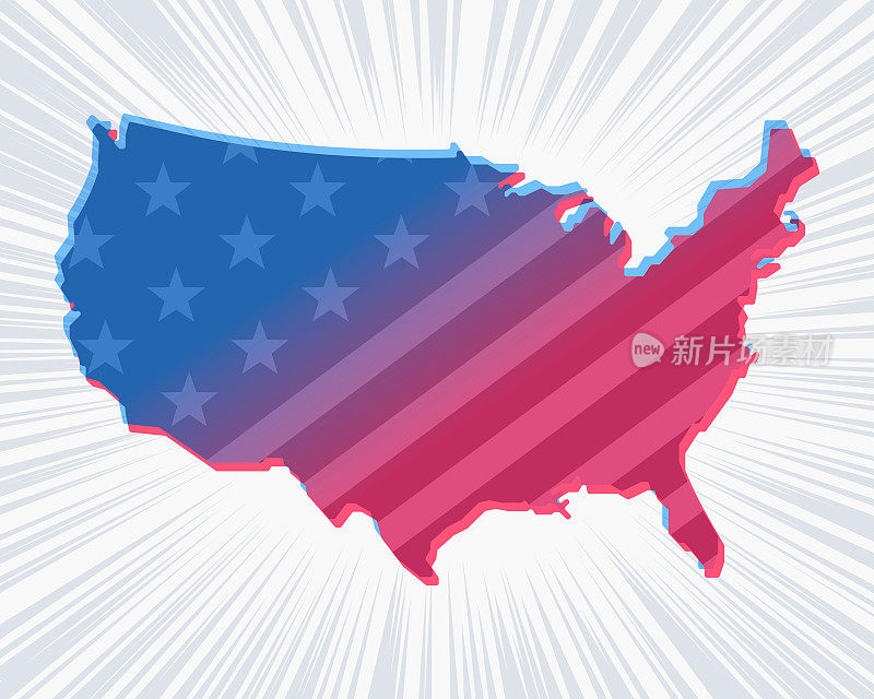 美国地图美国国旗背景