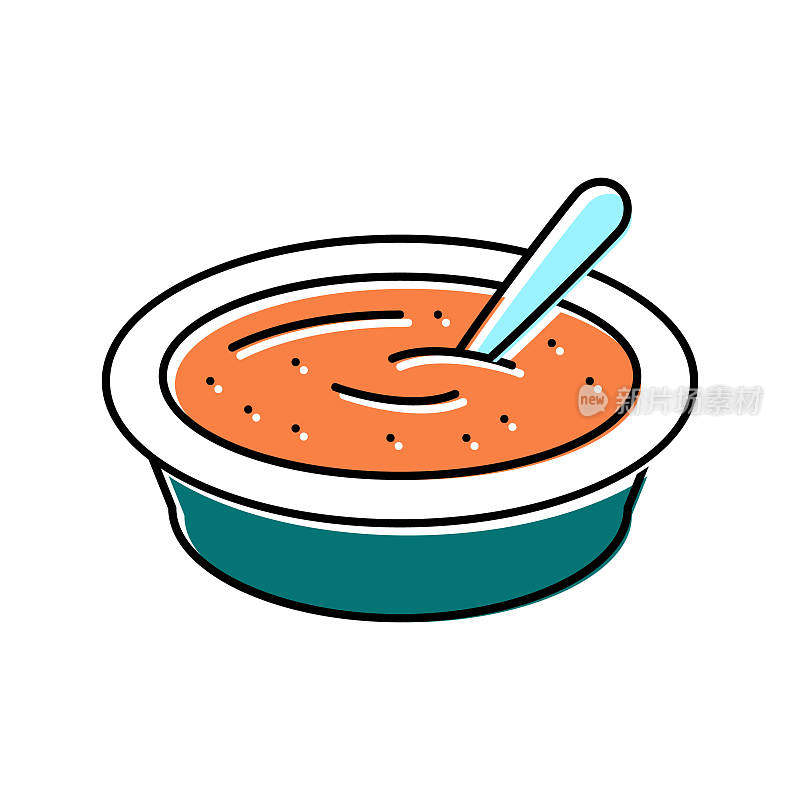 汤熟胡萝卜食材彩色图标矢量插图