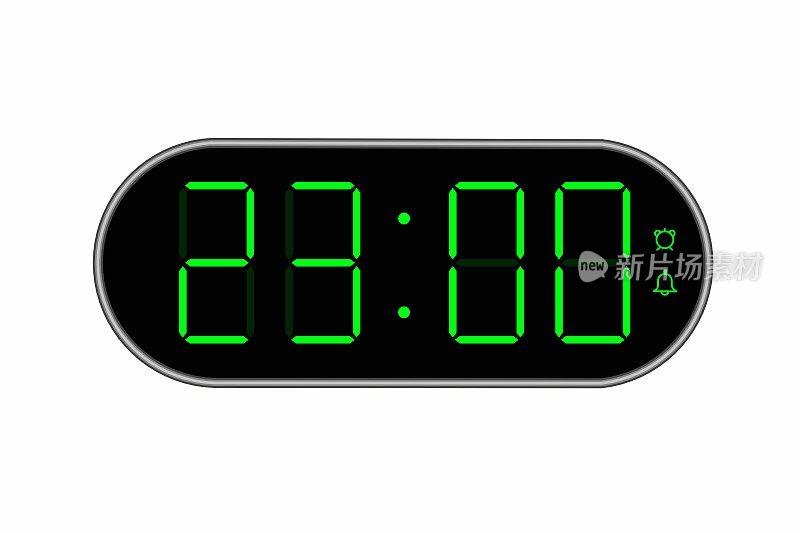 显示23.00数字时钟的矢量平面插图。