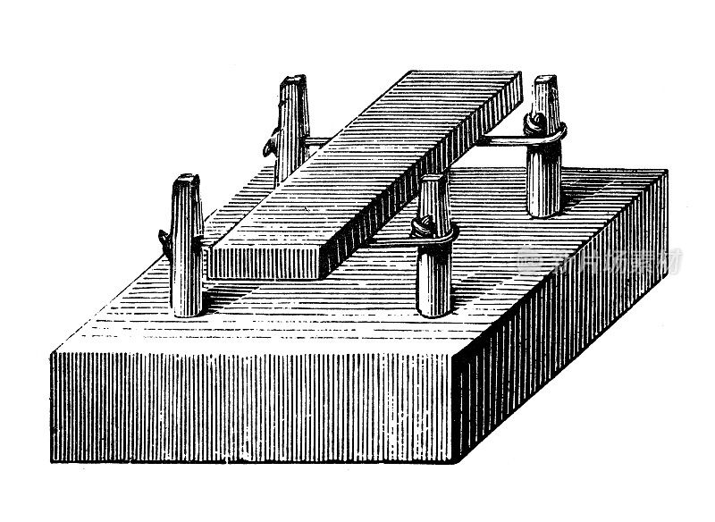 古董插图，物理原理与实验:声音与振动，弹性杆