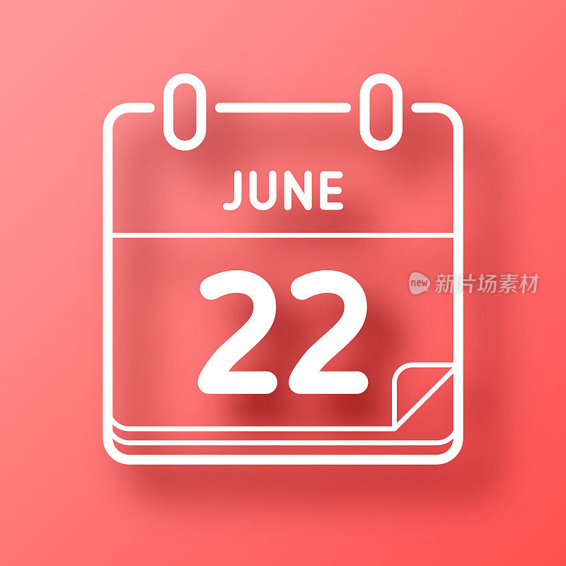 6月22日。图标在红色背景与阴影