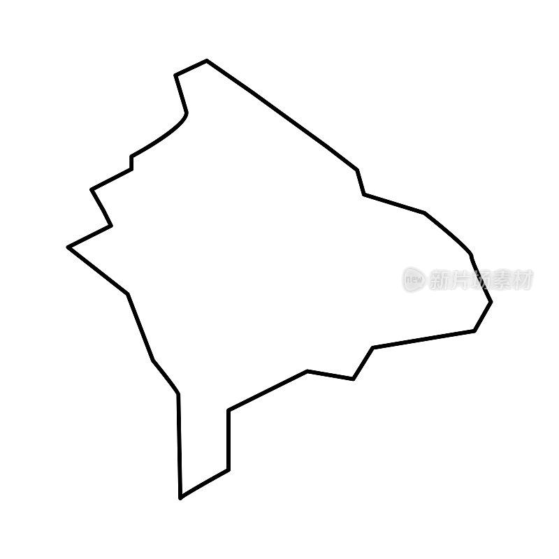 科索沃共和国地图。科索沃线性风格。线性图标
