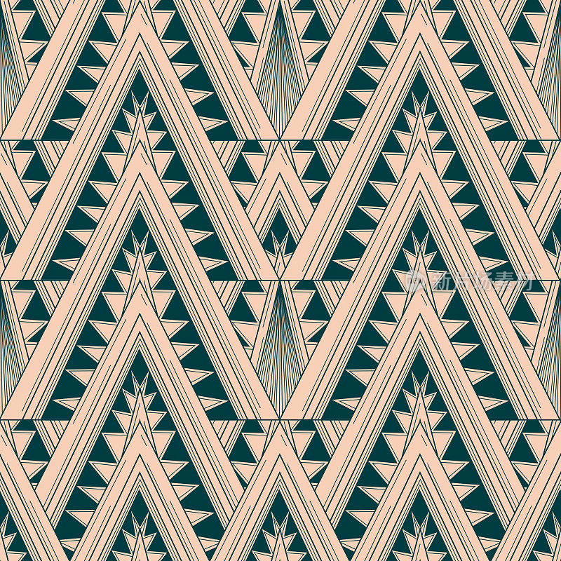 1920年代装饰艺术几何三角形无缝图案