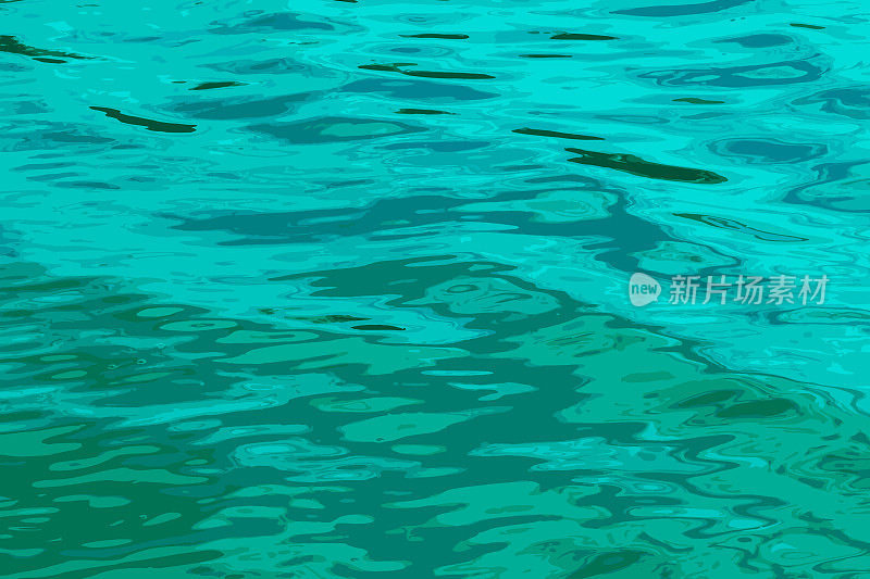 插图的水波纹纹理背景。日落时波浪形的水面，金色的光反射在水中。