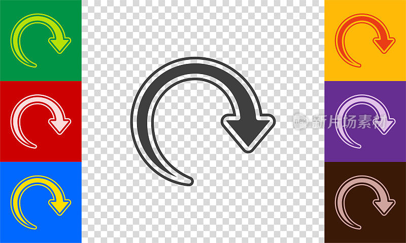圆角箭头图标和以前或下载图标的集合。
