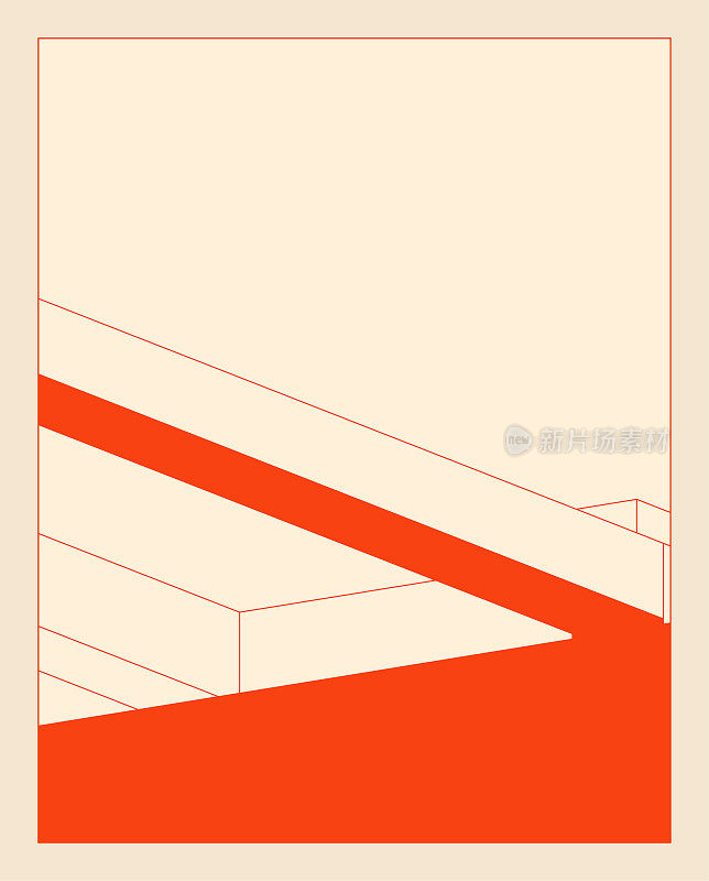 抽象的橙色几何图案与线条背景