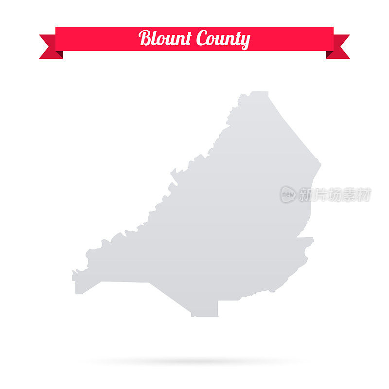 布朗特县，阿拉巴马州。白底红旗地图