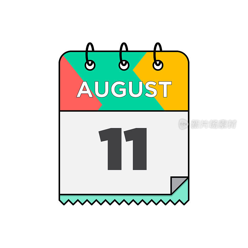 八月-每日日历图标在平面设计风格股票插图