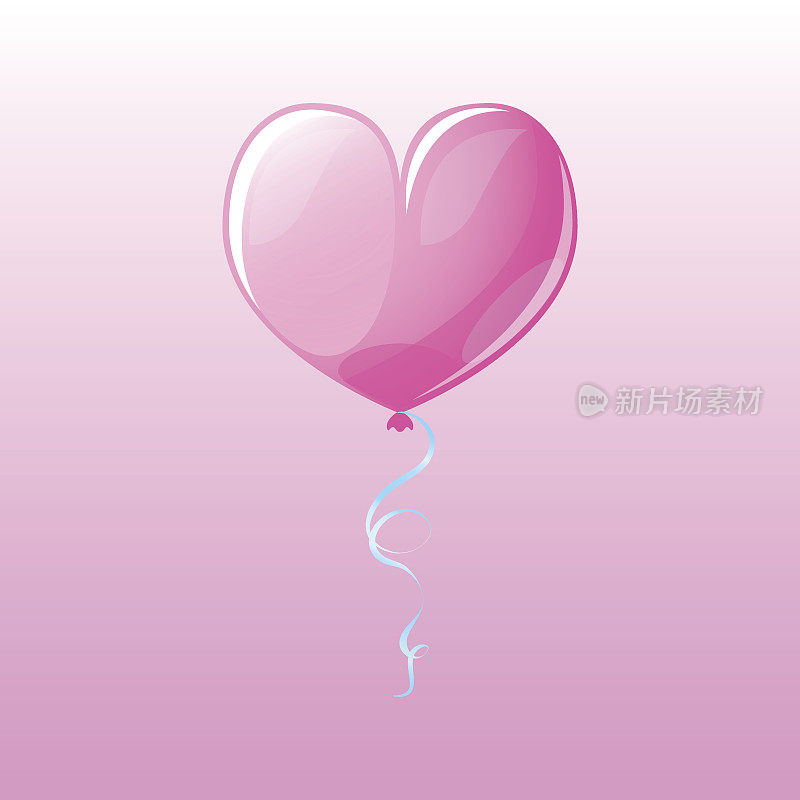 粉色背景上有光泽的心形气球。情人节矢量剪贴画。