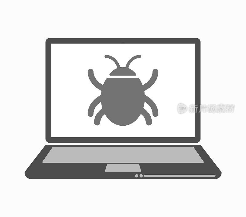 带bug的独立线条艺术笔记本电脑