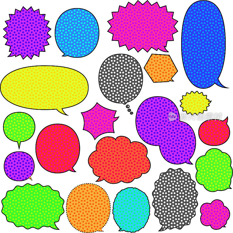 彩色圆点卡通演讲气球集