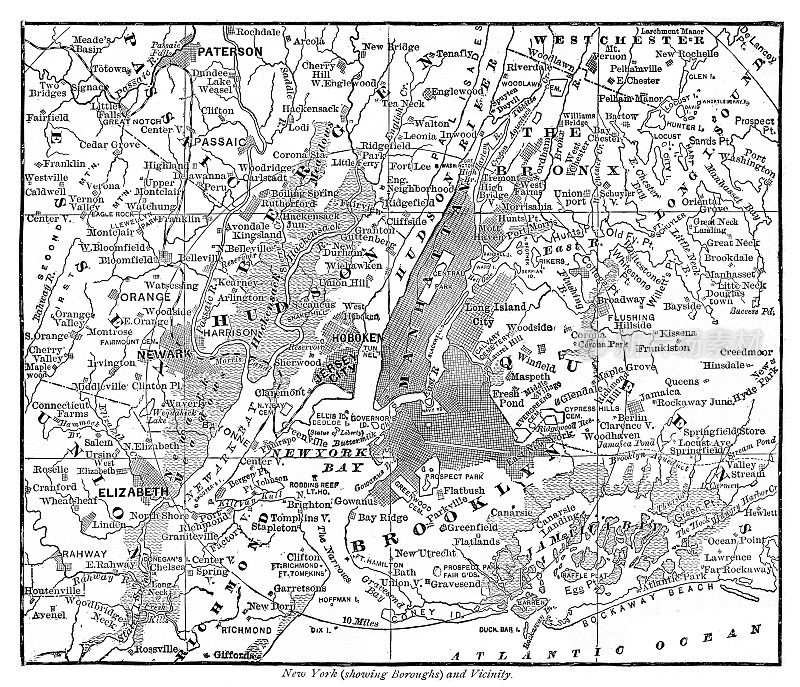地图纽约及其附近1889年