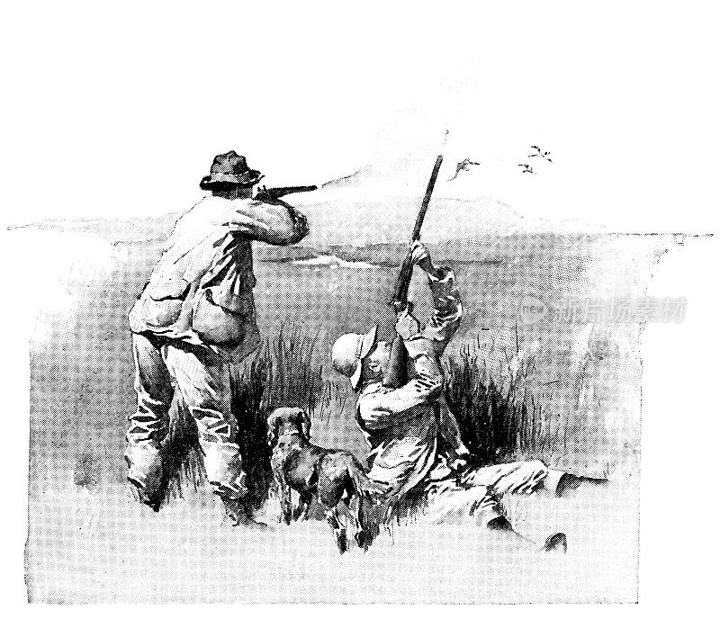 在美国北达科他州猎鸭――19世纪