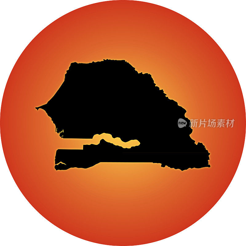 发光的塞内加尔地图