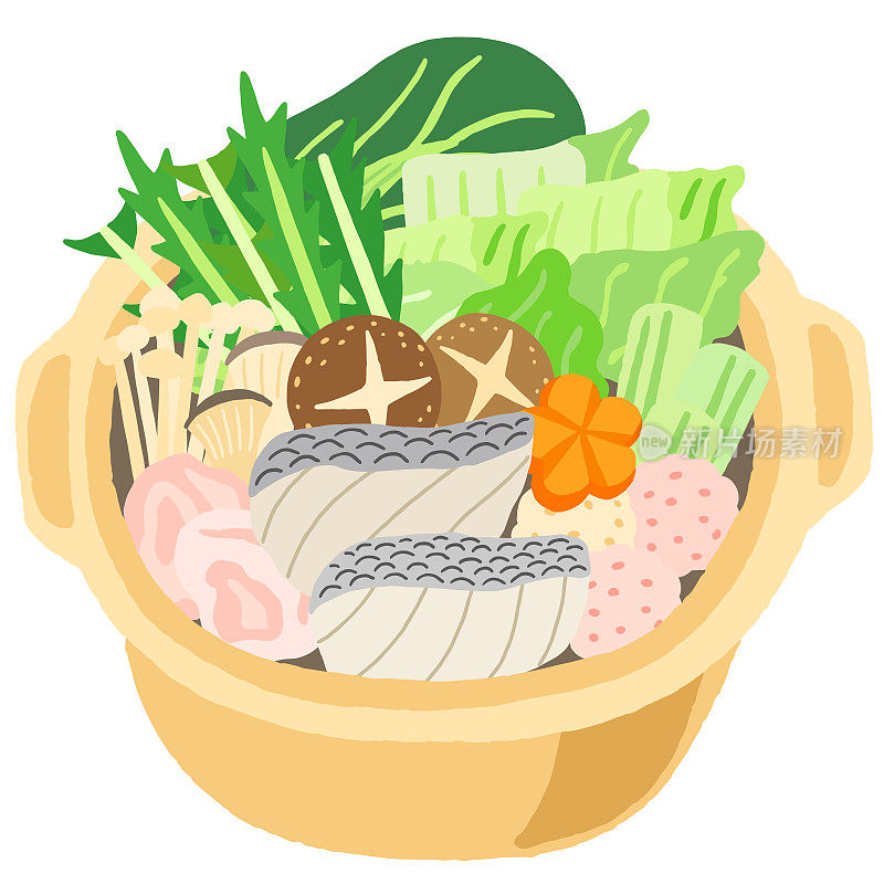 日本菜，蔬菜和鱼火锅