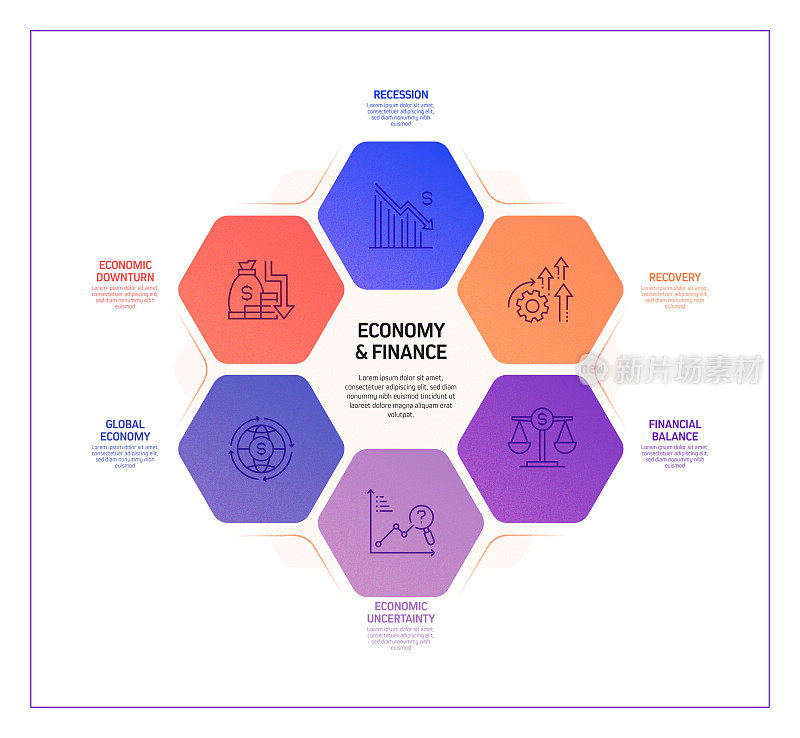 经济和金融概念信息图模板，元素和图标。简单的矢量信息图设计