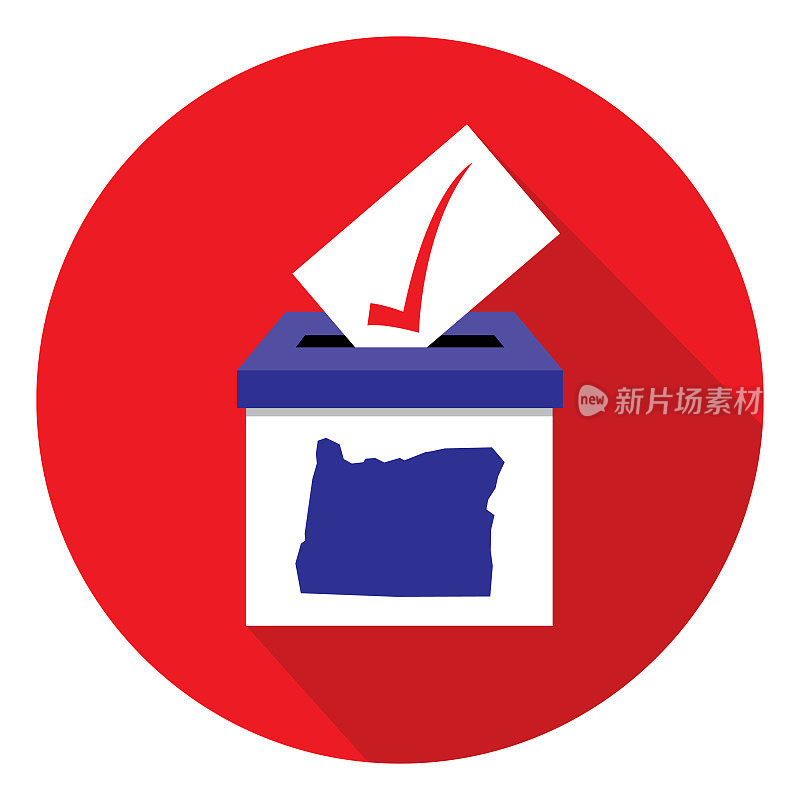 红圈俄勒冈州投票箱图标