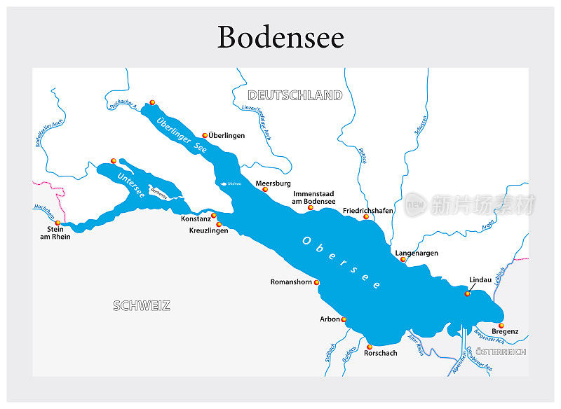 小概述康斯坦茨湖矢量地图在德语