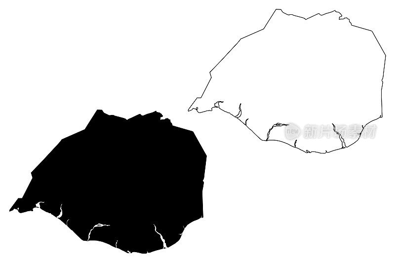 南部地区(冰岛岛，冰岛地区)地图矢量插图，涂鸦草图苏尔地地图