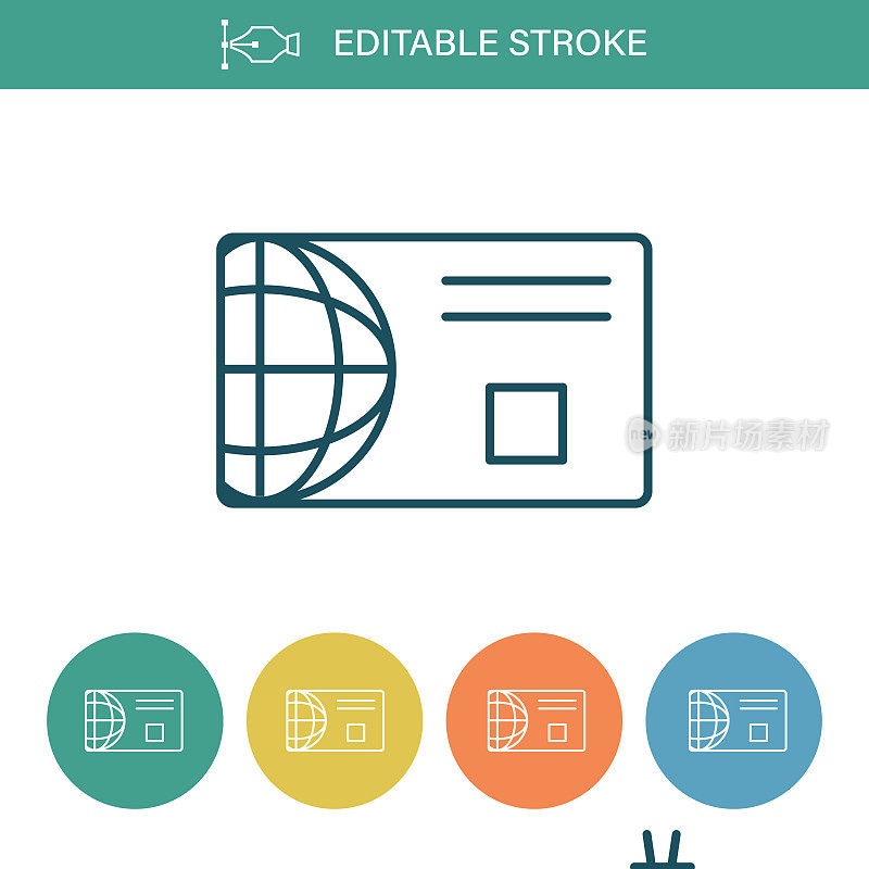 信用卡可编辑的笔画细线图标