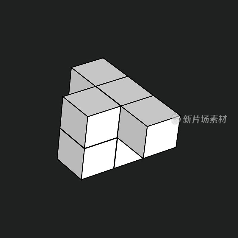 矢量单色极简立方体模型模式图标的设计