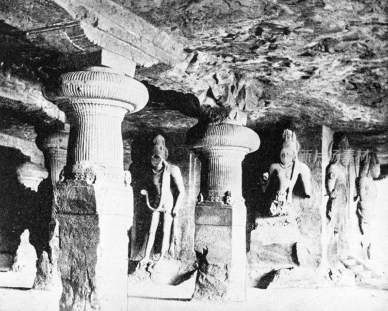 1895年印度的人物和地标:孟买的大象洞