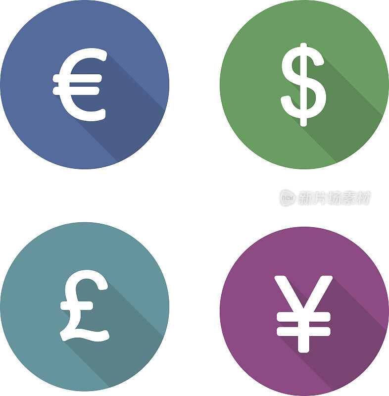 金钱符号平面设计图标集