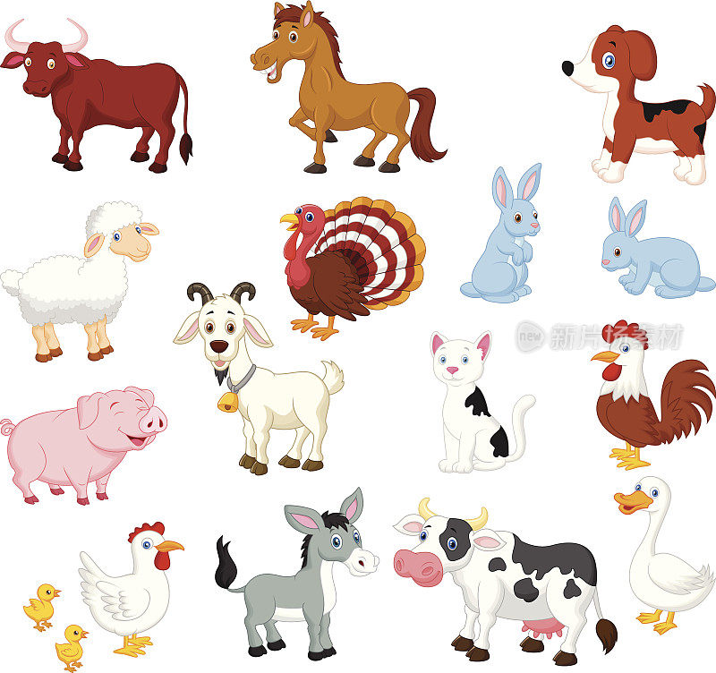 农场动物卡通集合集