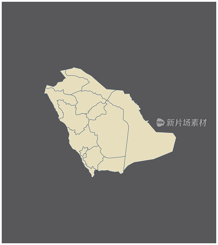 沙特阿拉伯地图轮廓矢量在灰色背景