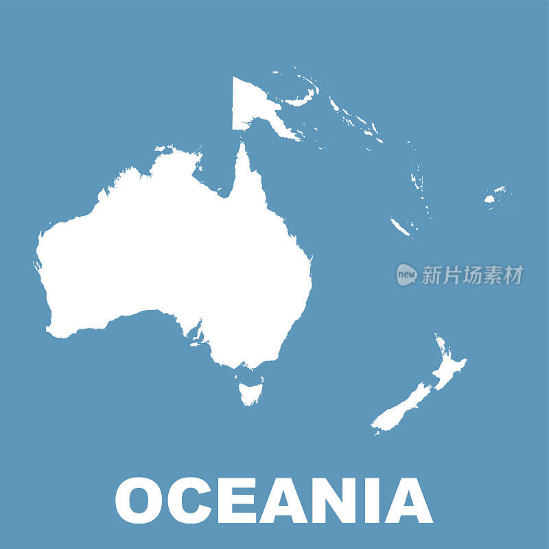 澳大利亚和大洋洲地图。平面向量