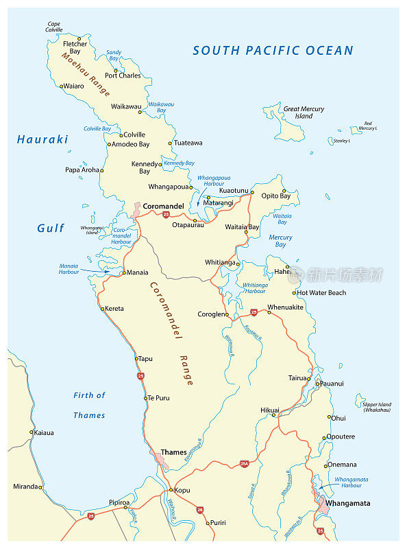 新西兰科罗曼德尔半岛路线图
