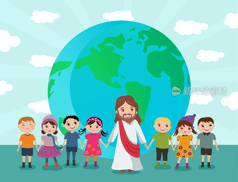 耶稣抱着孩子们走遍全球。