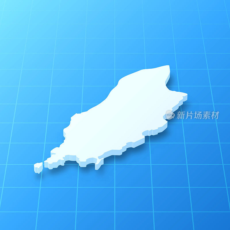 马恩岛3D地图上的蓝色背景