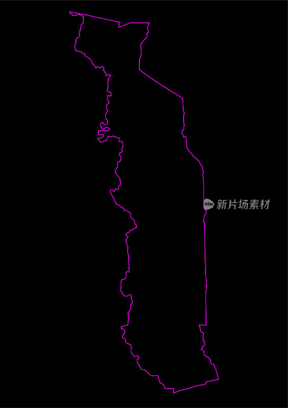 多哥的霓虹地图，以黑色为背景