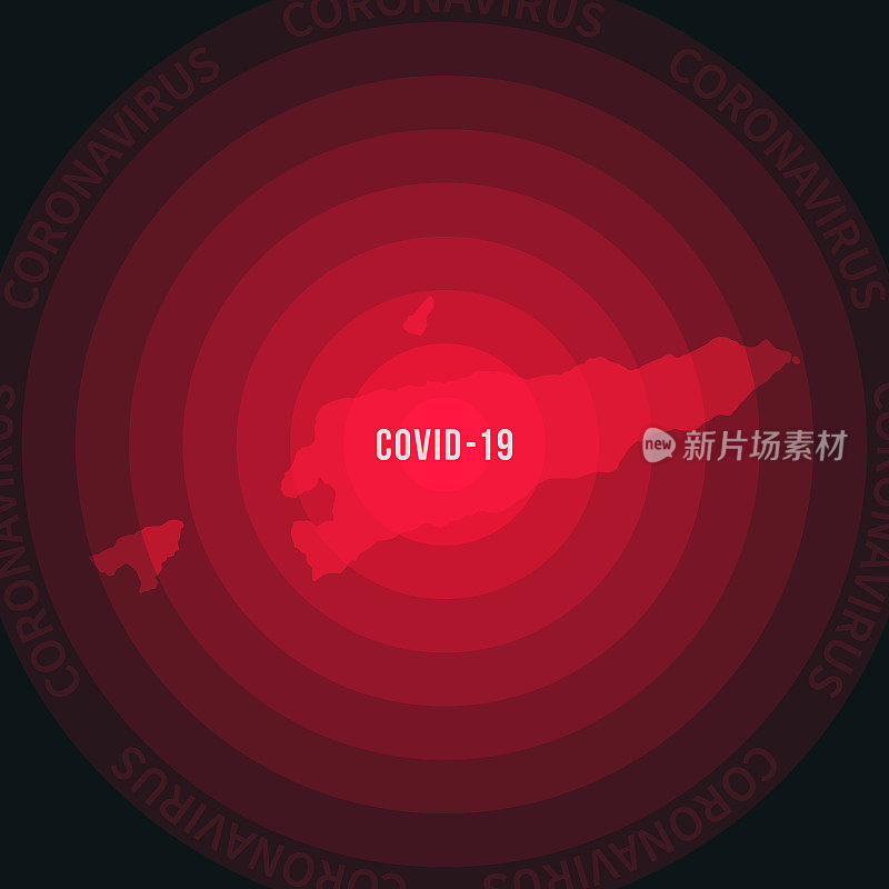 东帝汶与COVID-19传播的地图。冠状病毒爆发