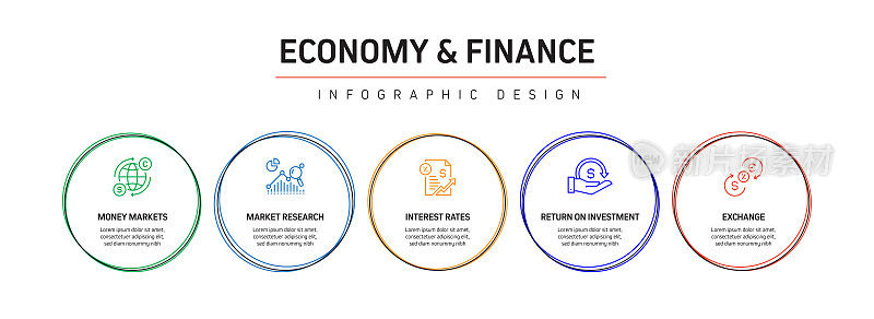 经济和金融概念信息图模板，元素和图标。简单的矢量信息图设计